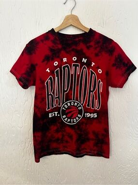 Toronto Raptors Tie Dye T-Shirt Men's Small Red Black Basketball 90s Style